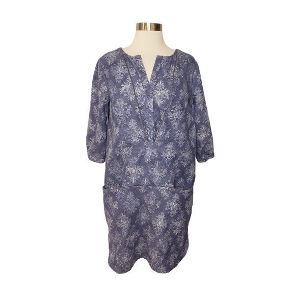 Allette NYC Small Jacquard Print Denim Tunic Shift Nursing Dress - Picture 1 of 11